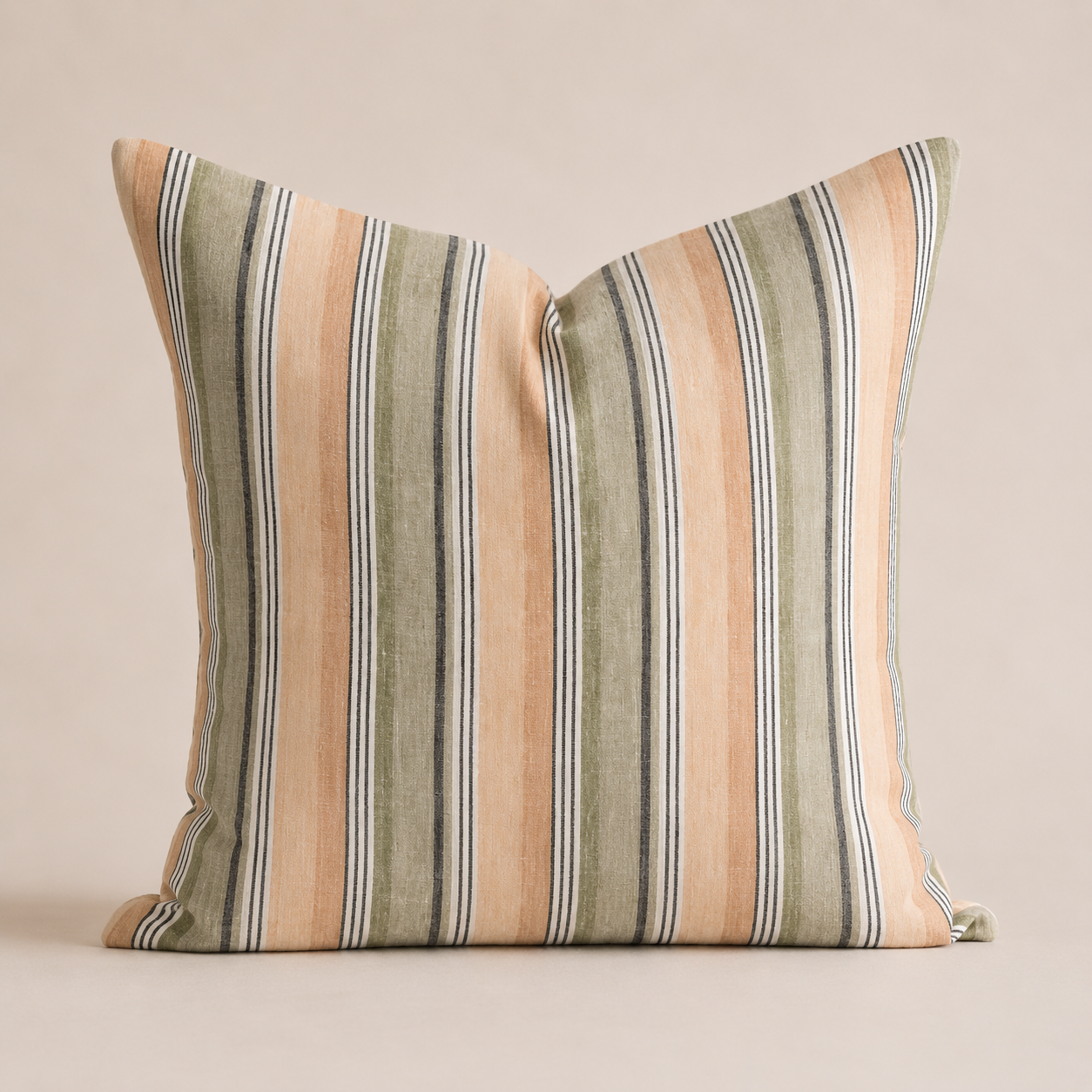 Housse de coussin française kaki à rayures Mastress