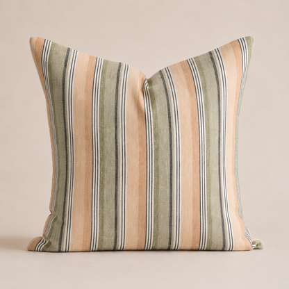 Housse de coussin française kaki à rayures Mastress
