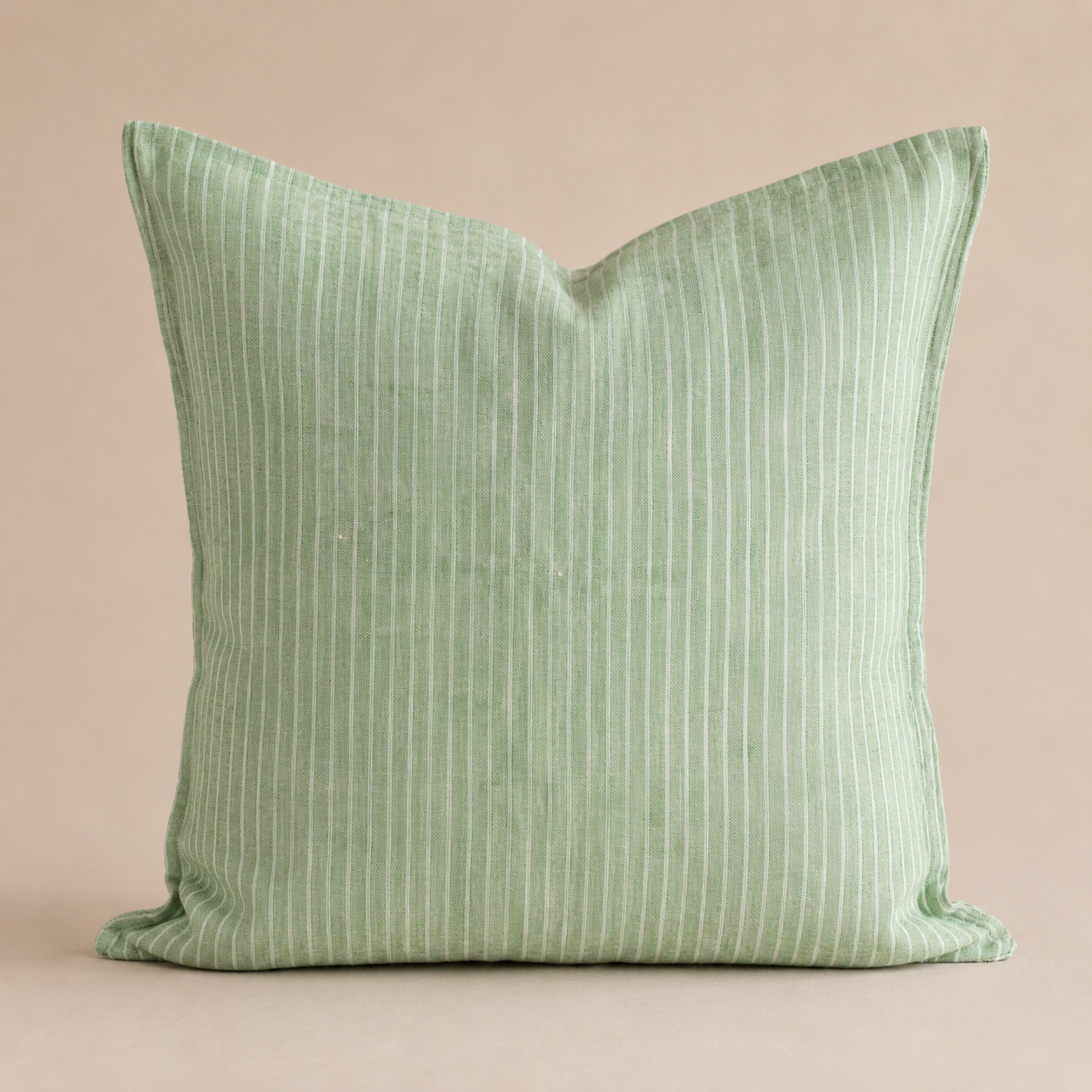 French Cushion Cover Green Chambray Stripe