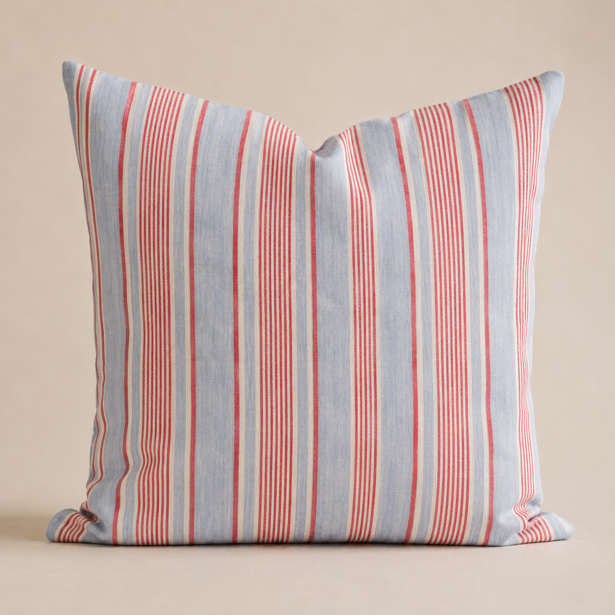 French Cushion Cover Red Blue Stripe