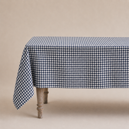 French Linen Table Cloth Anthracite Gingham