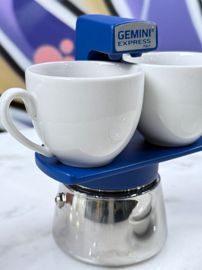 Blå espressobryggare från italienska Gemini finns hos Mon Bistro & Friends
