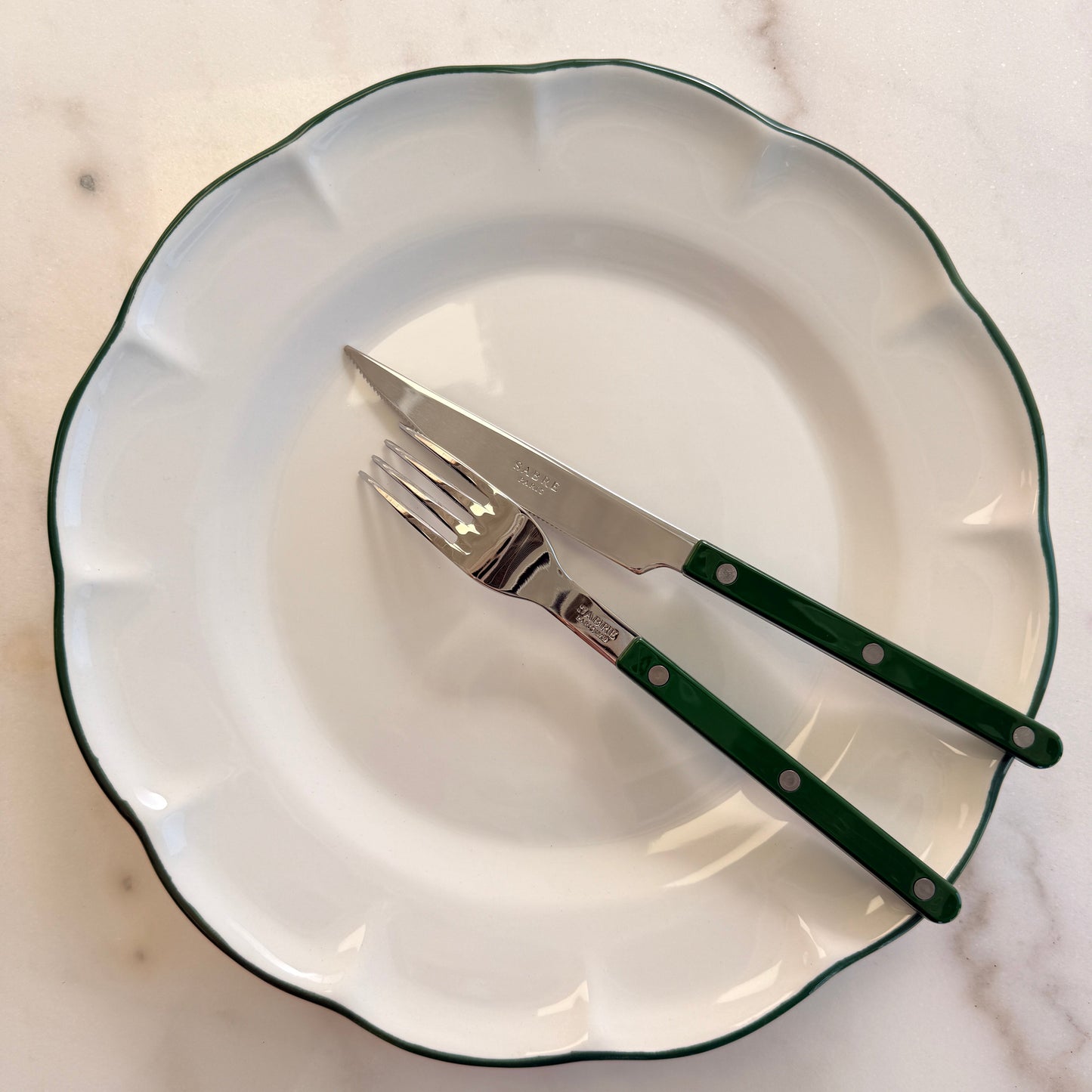 Dinner Plate Dark Green Line