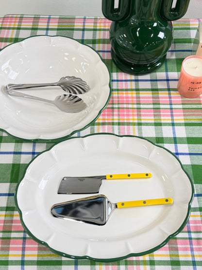 Oval Tray Dark Green Line