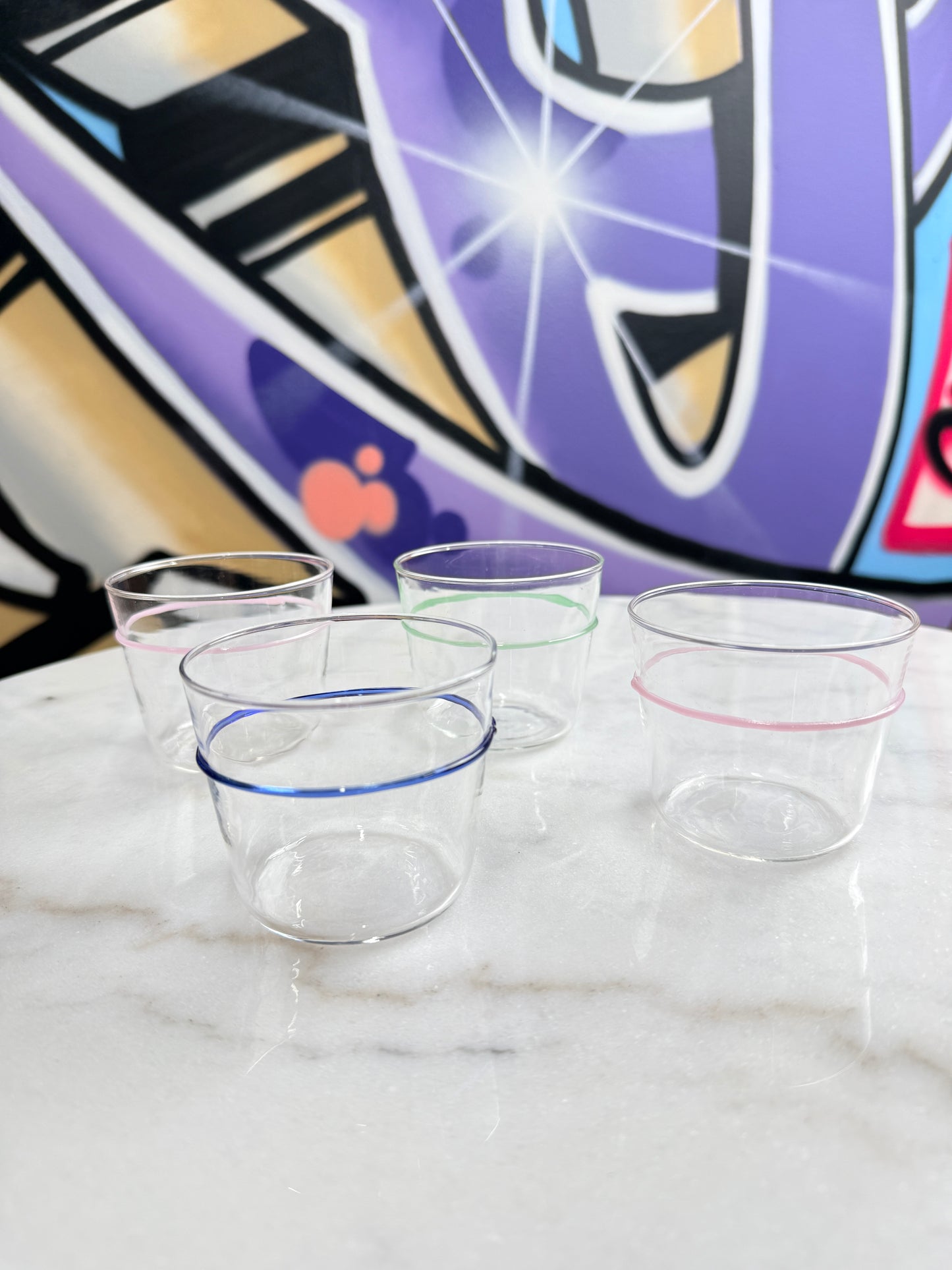 Drinking Glass Pink Line