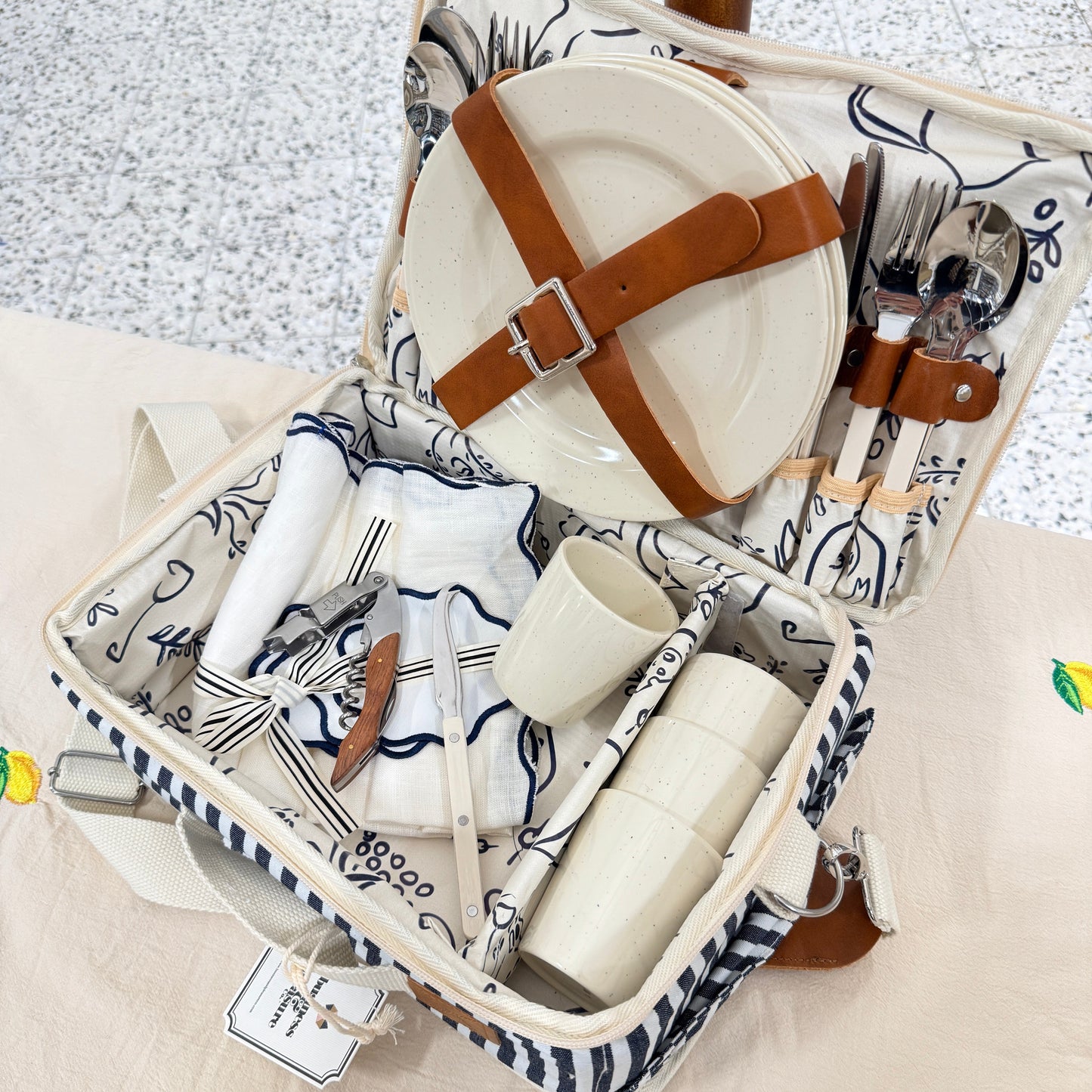 Picnic Set Navy Blue Stripe