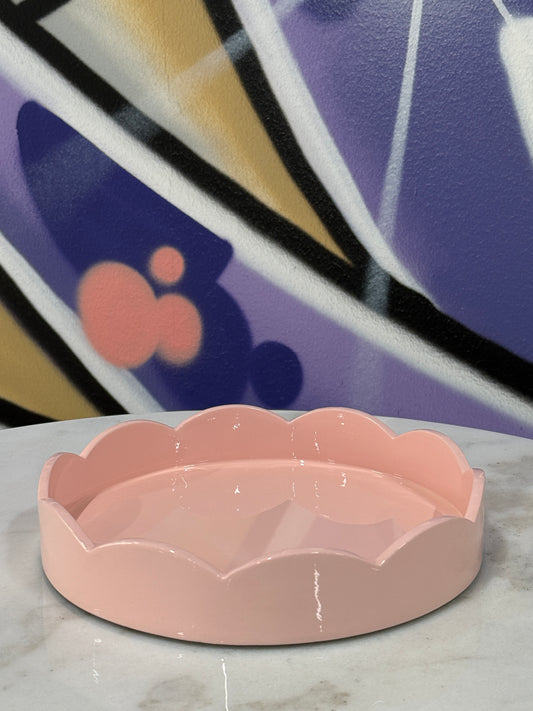 Scalloped Small Round Tray Pink