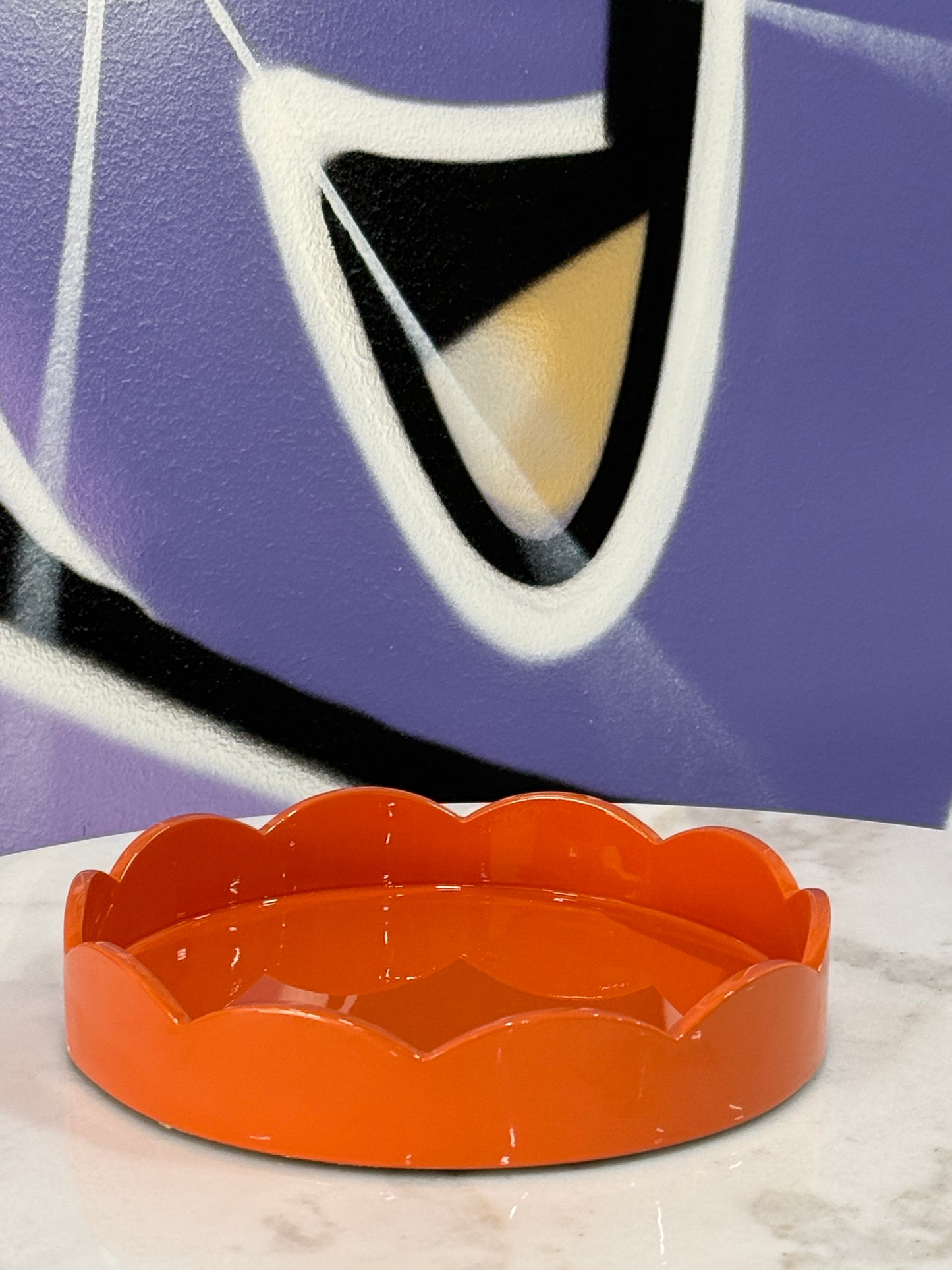 Scalloped Small Round Tray Orange