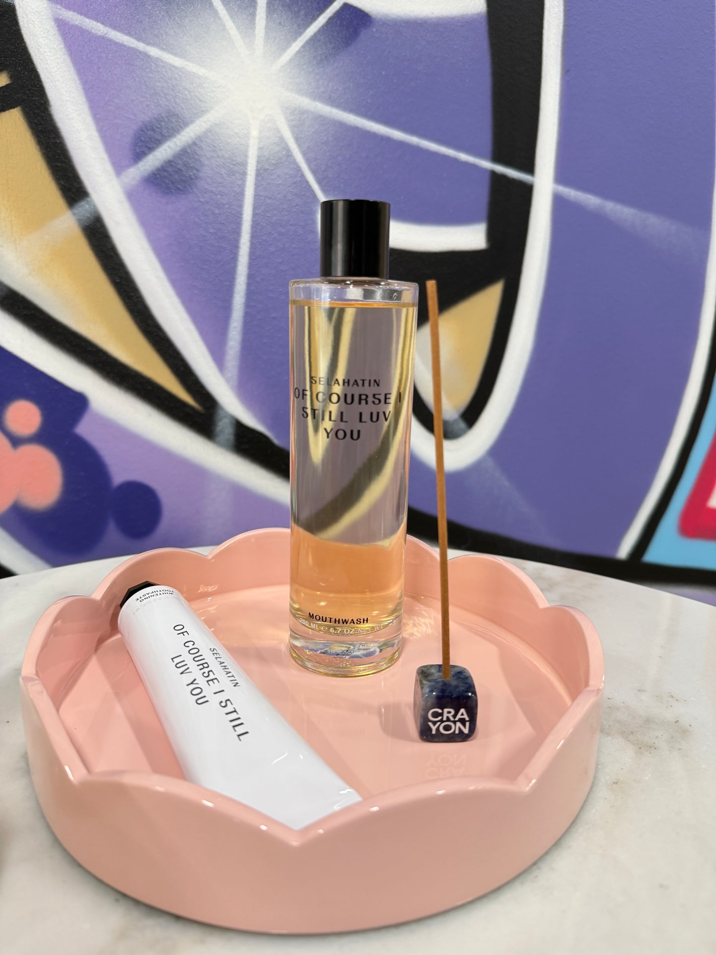 Scalloped Small Round Tray Pink