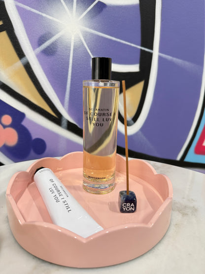 Scalloped Small Round Tray Pink