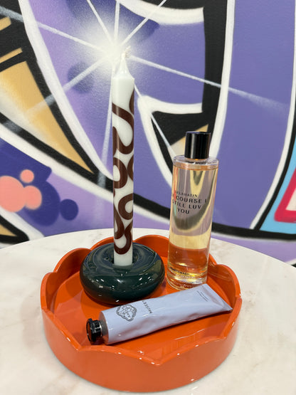 Scalloped Small Round Tray Orange