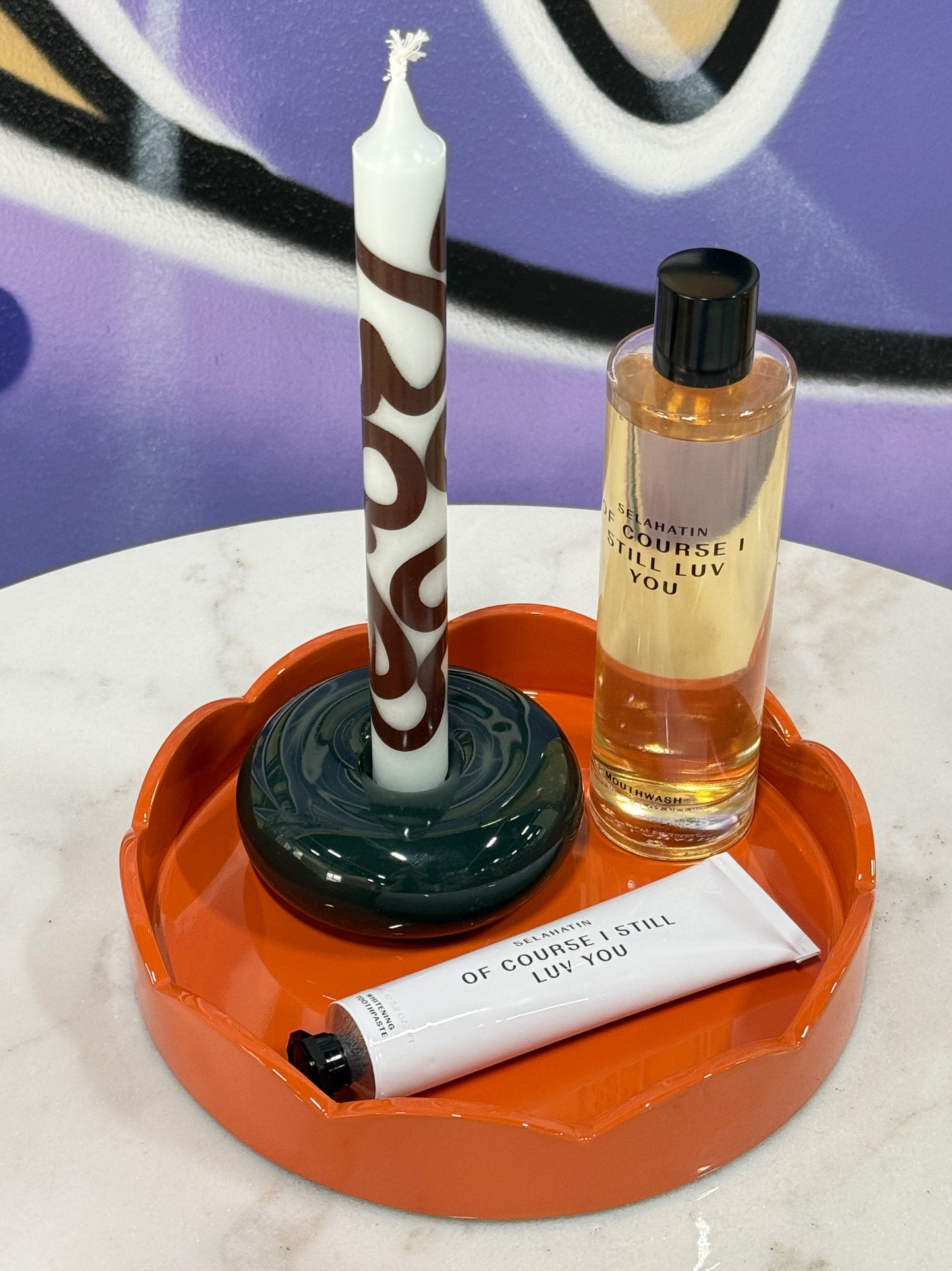 Scalloped Small Round Tray Orange