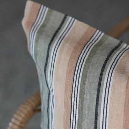 Housse de coussin française kaki à rayures Mastress