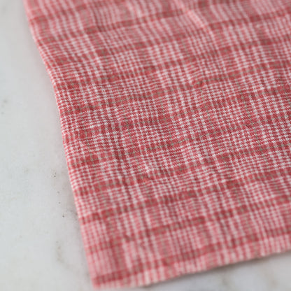 Toalla de cocina de lino francés a cuadros rojos