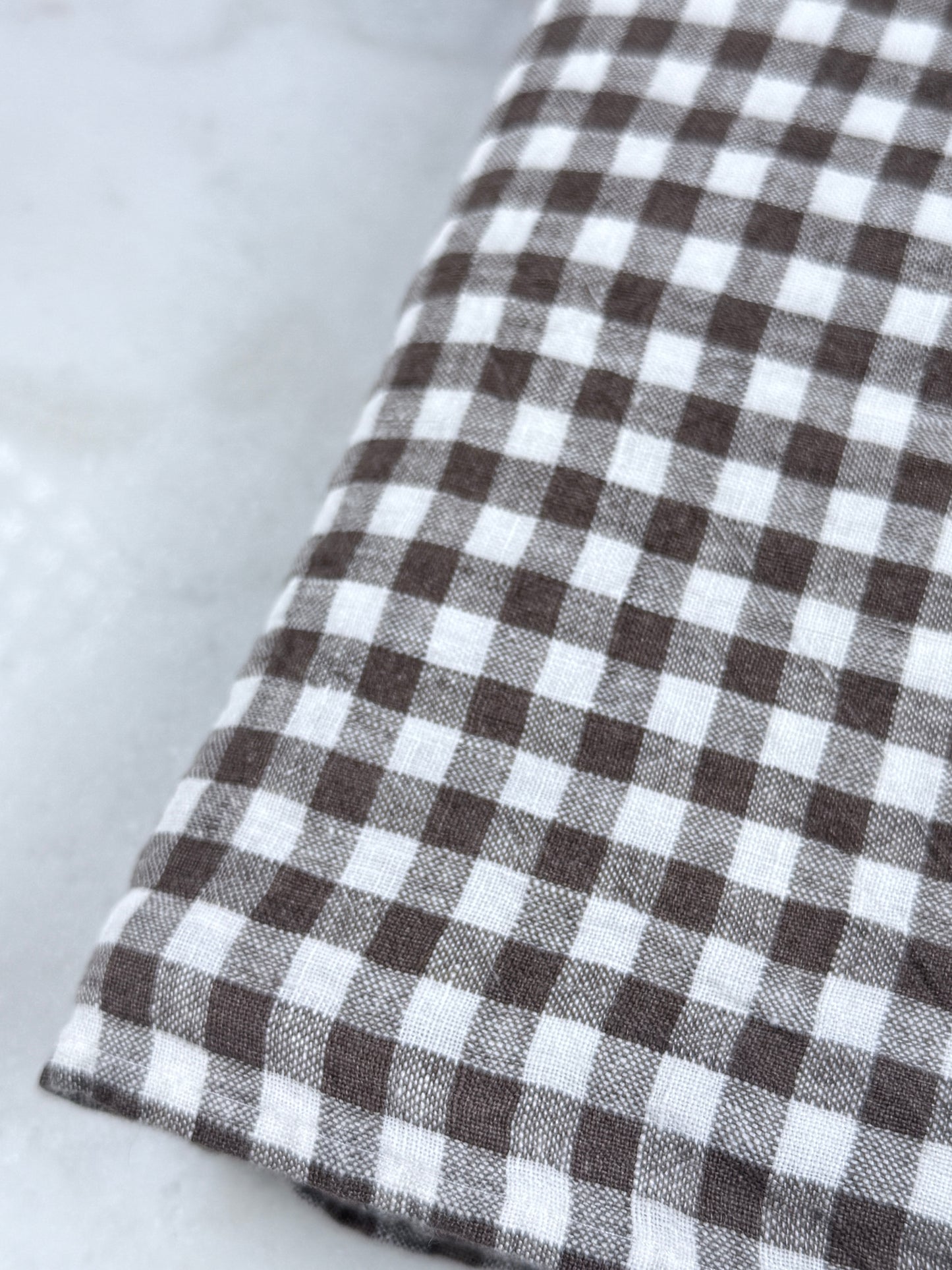 Fransk linneddug brun gingham