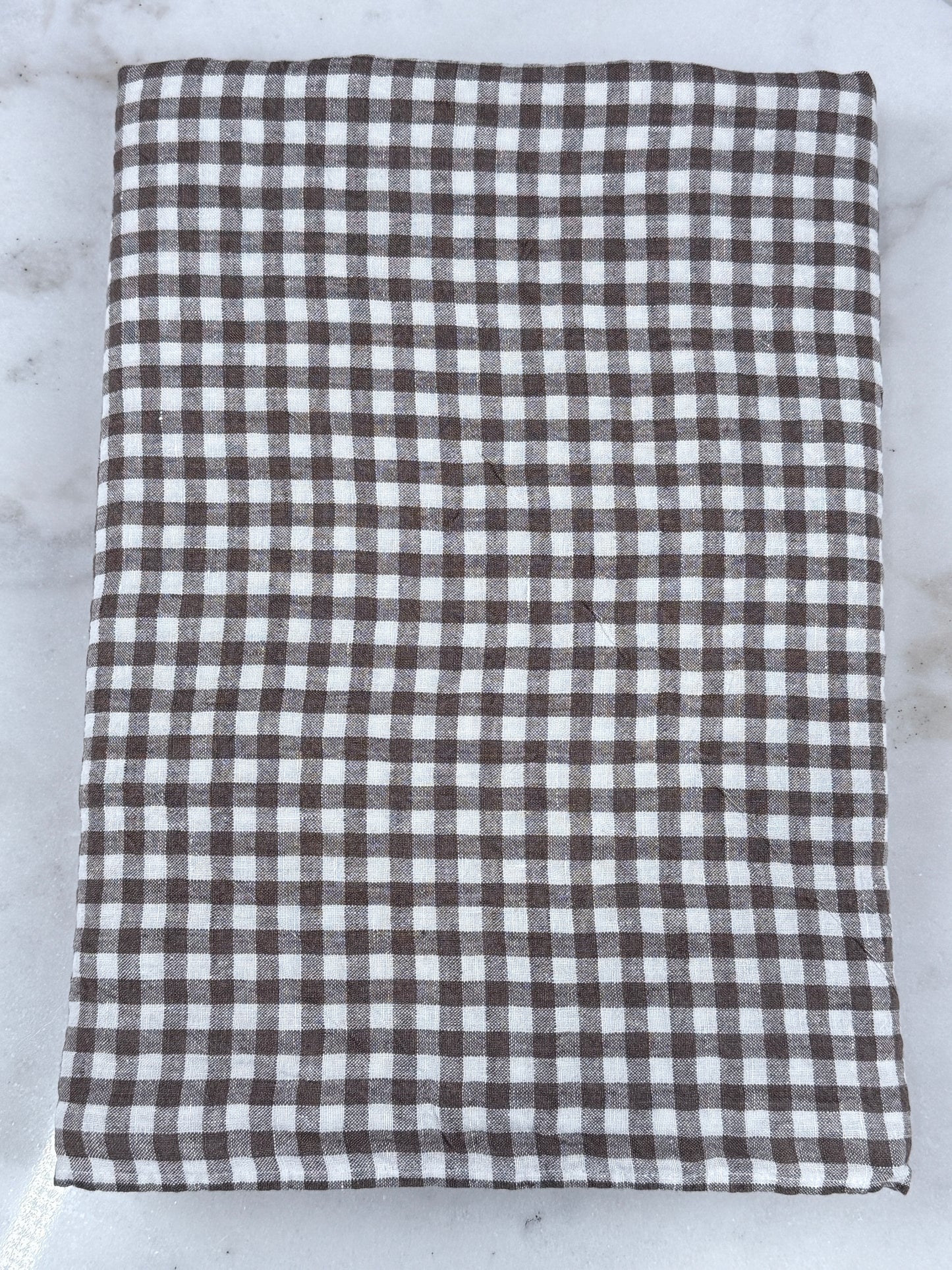 Fransk linneddug brun gingham