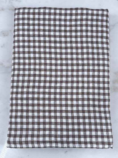 Fransk linneddug brun gingham