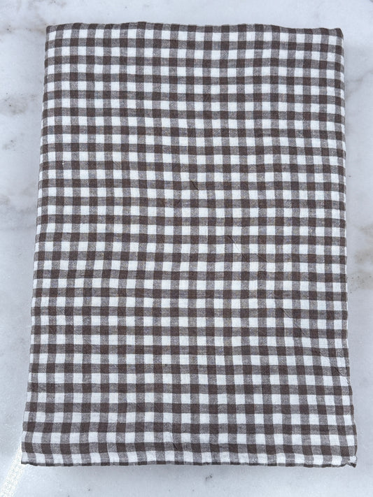 Fransk linneddug brun gingham
