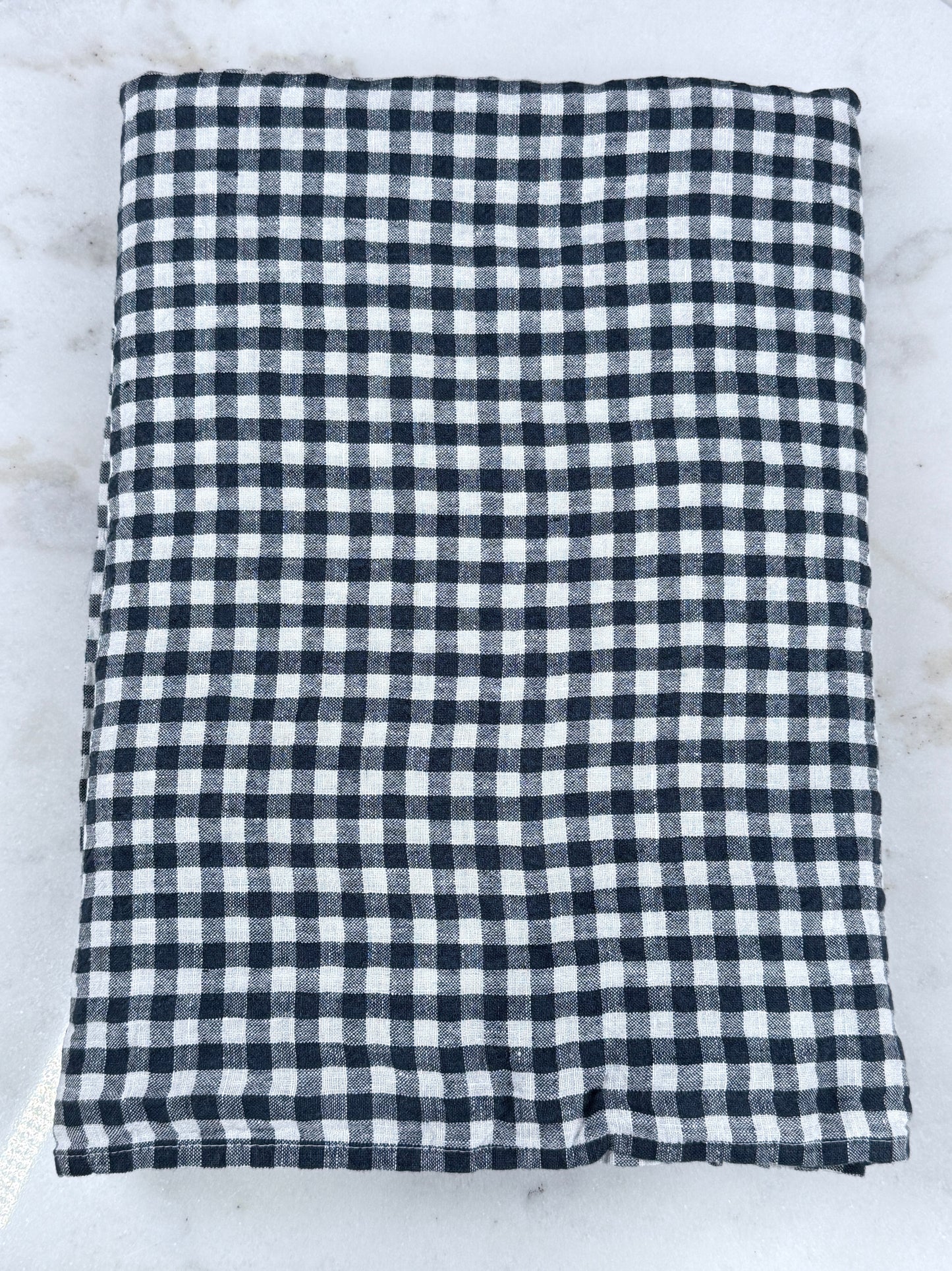 French Linen Table Cloth Anthracite Gingham