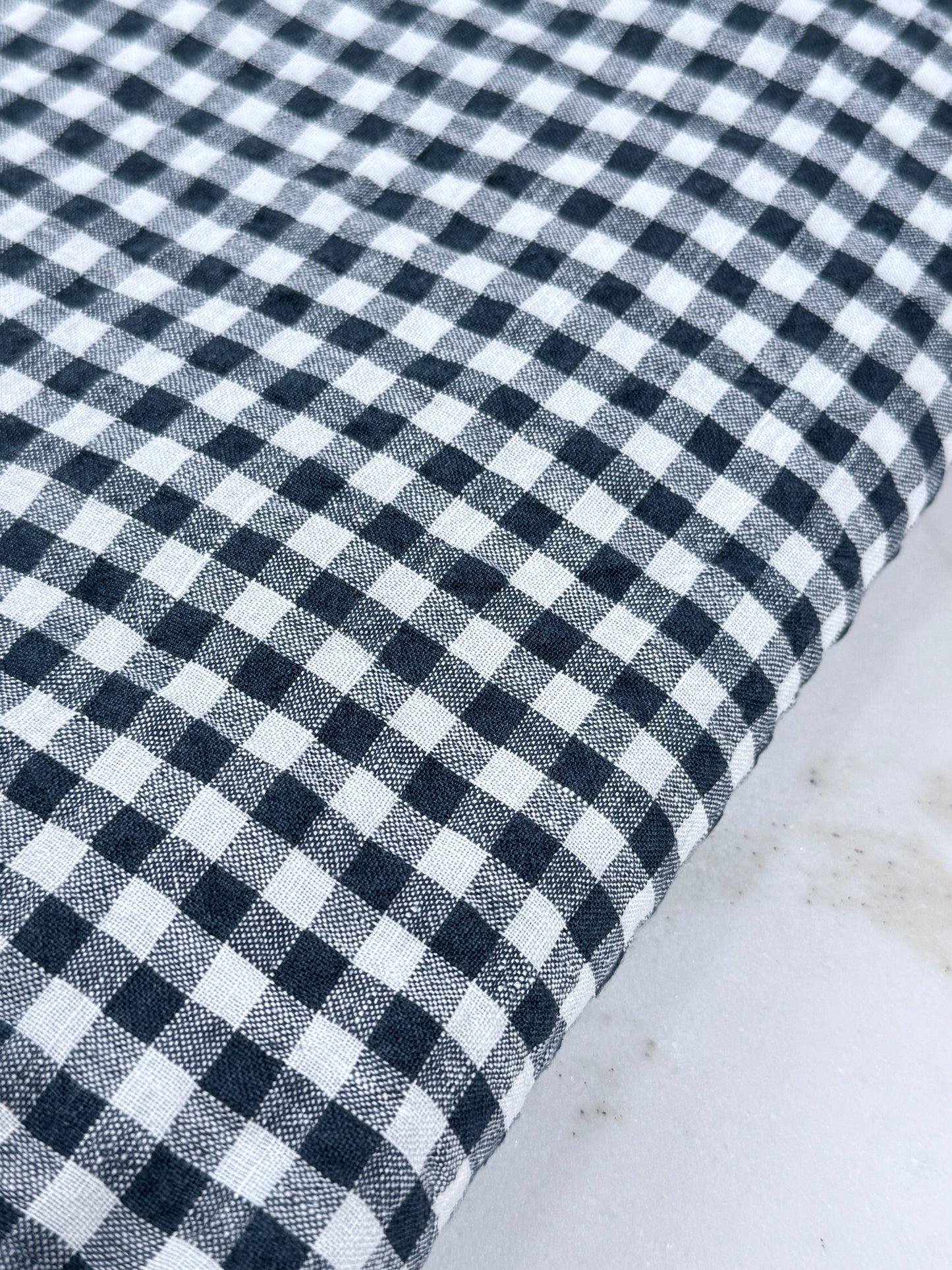French Linen Table Cloth Anthracite Gingham