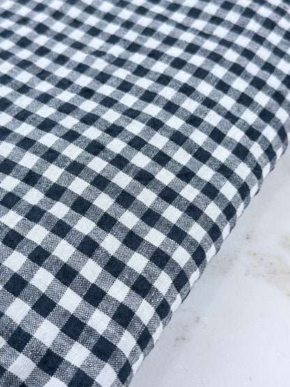 French Linen Table Cloth Anthracite Gingham