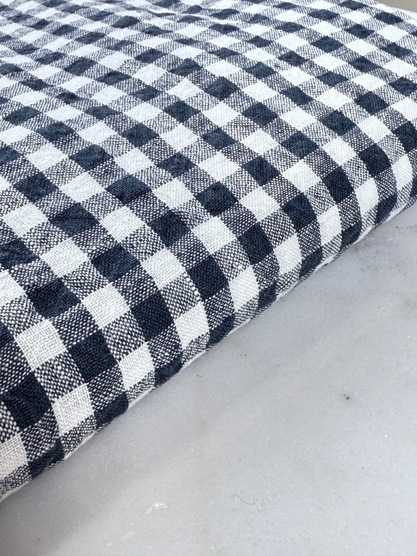 French Linen Table Cloth Anthracite Gingham
