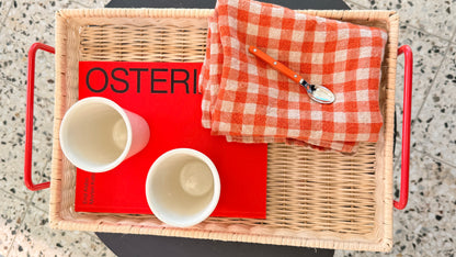 Tea Towel Orange Flax Gingham