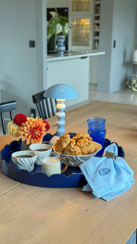 Scalloped Round Large Tray Navy Blue