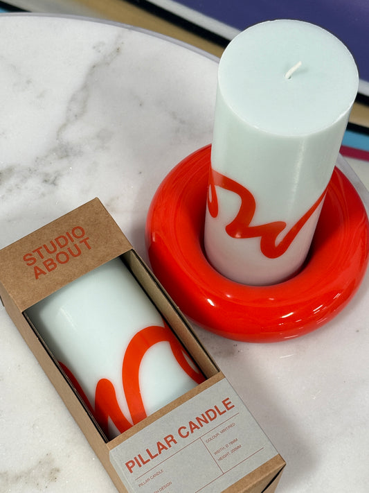 Pillar Candle Mint & Red