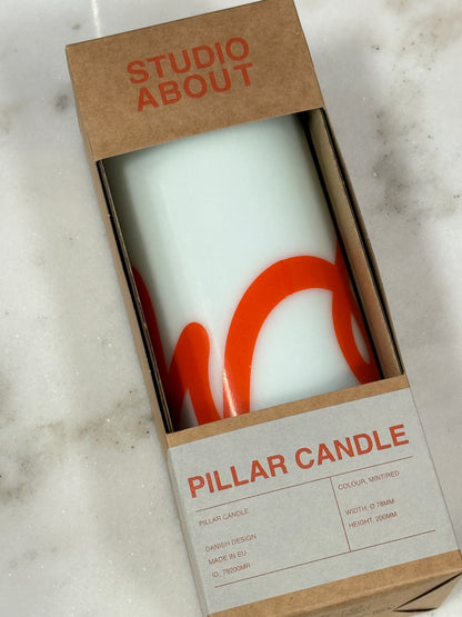 Pillar Candle Mint & Red