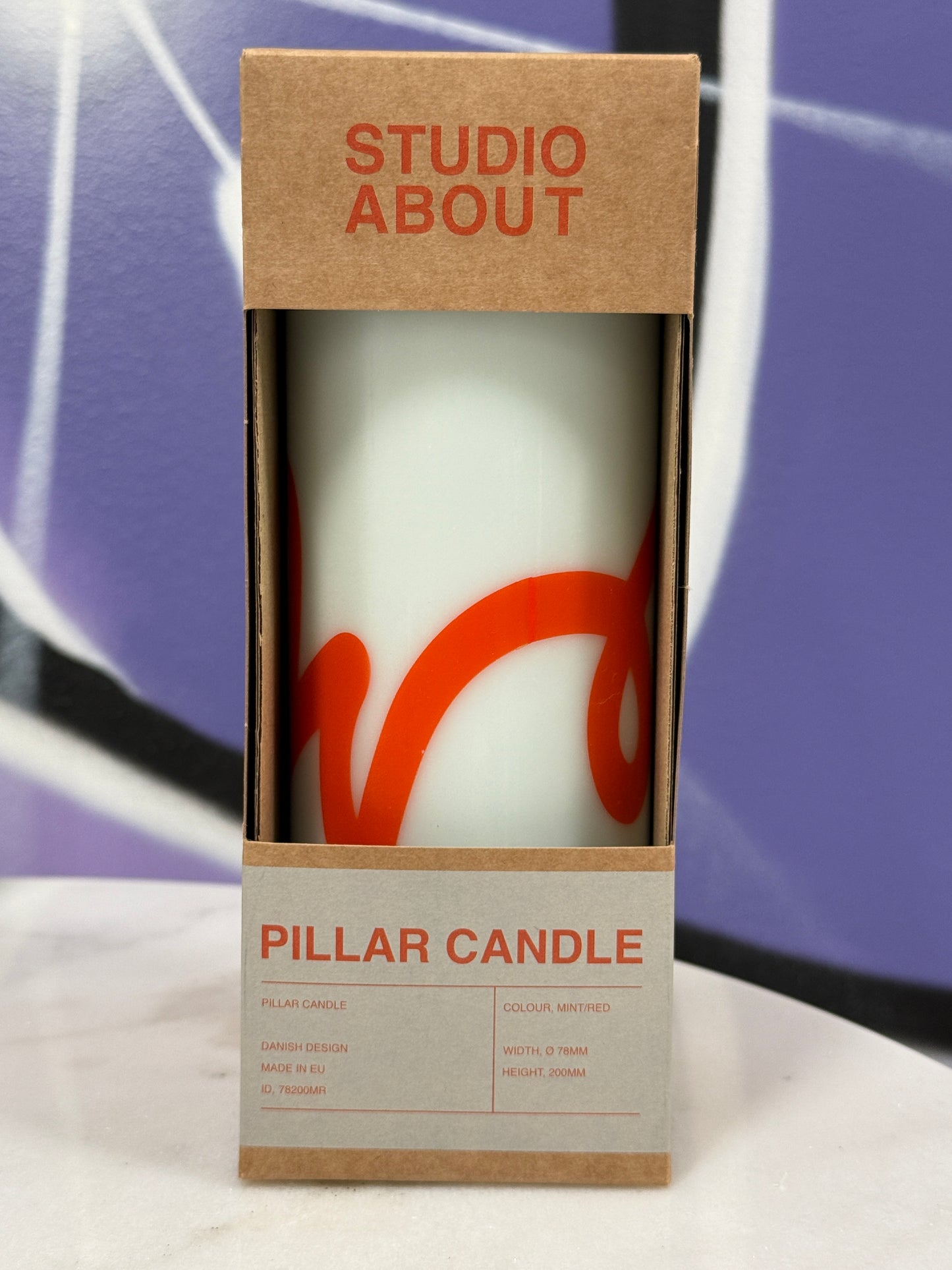 Pillar Candle Mint & Red