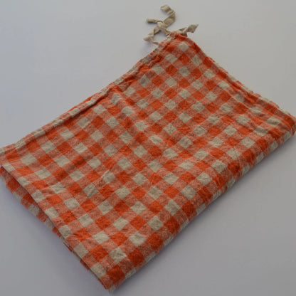 Tea Towel Orange Flax Gingham