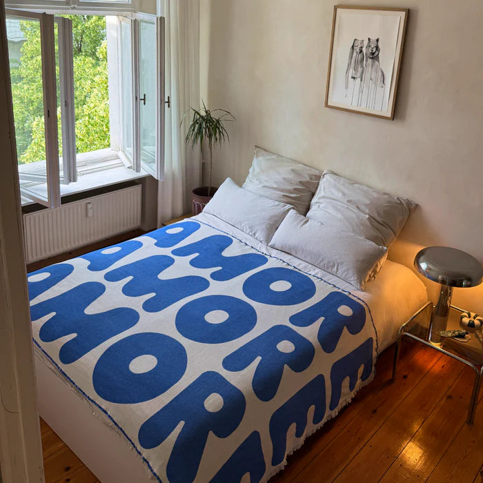 Klekks Nr. 11 Amore Blaue Baumwolldecke