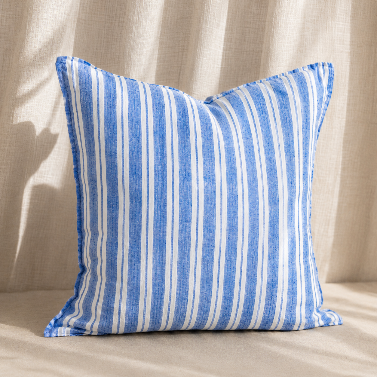French Cushion Cover Large Blue Stripes
