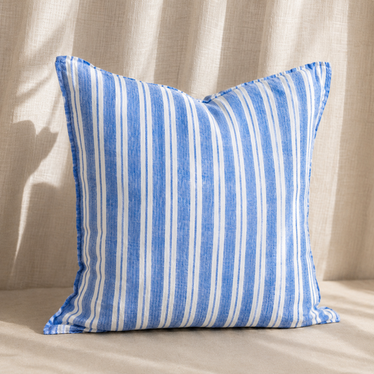 French Cushion Cover Large Blue Stripes
