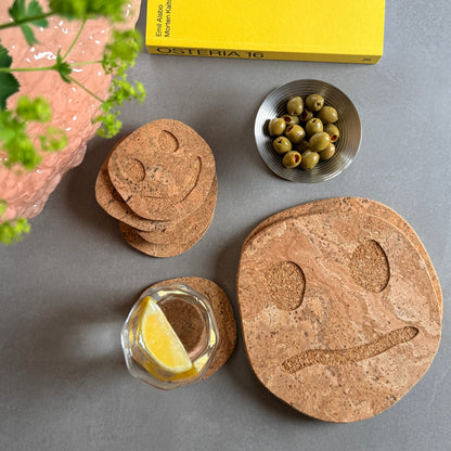 Oscar Cedon Smiley Happy Cork Coasters 4-p