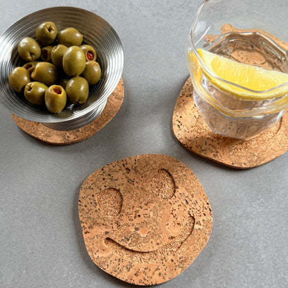 Oscar Cedon Smiley Happy Cork Coasters 4-p