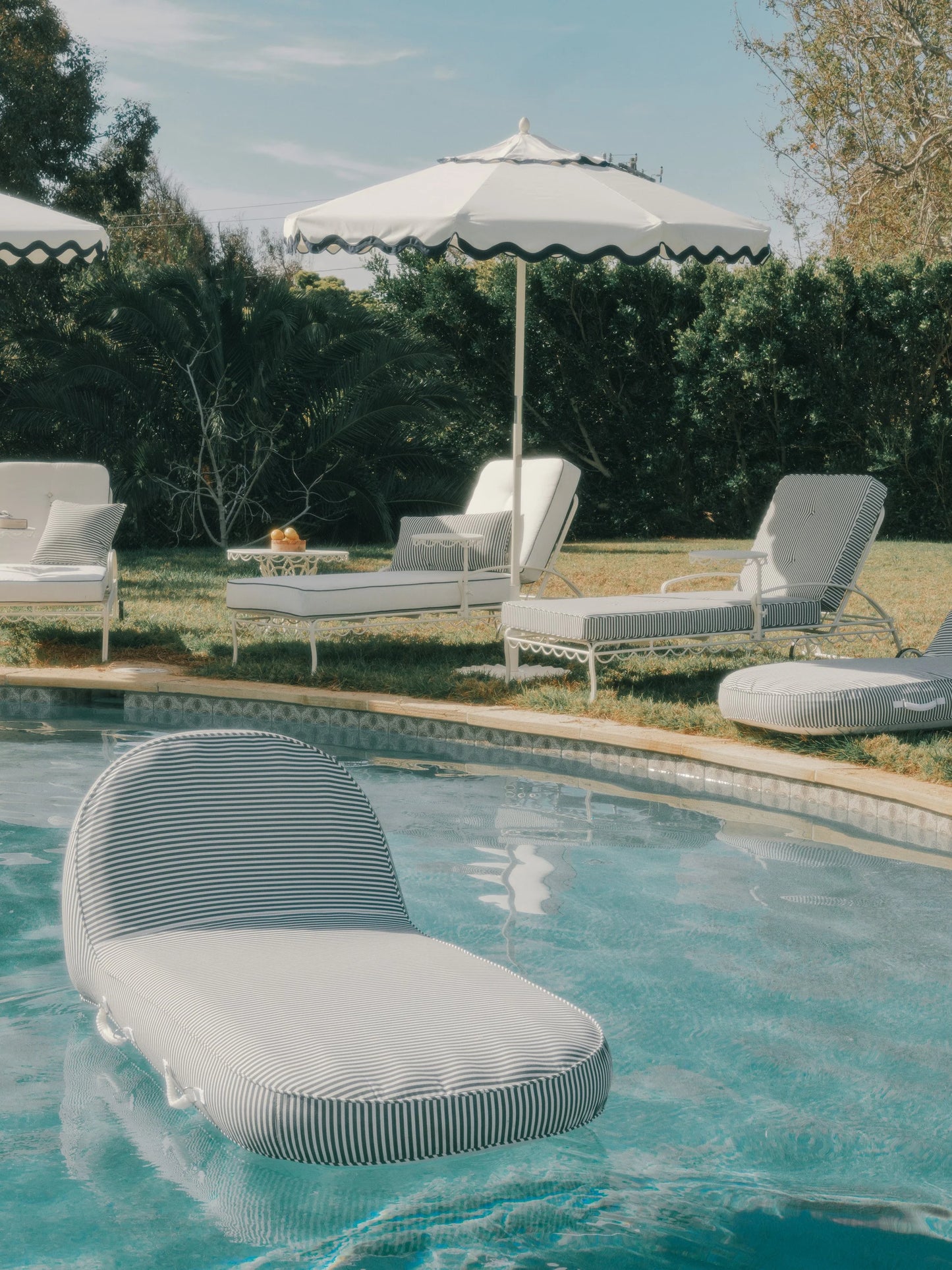 Pool Lounger Navy Stripe
