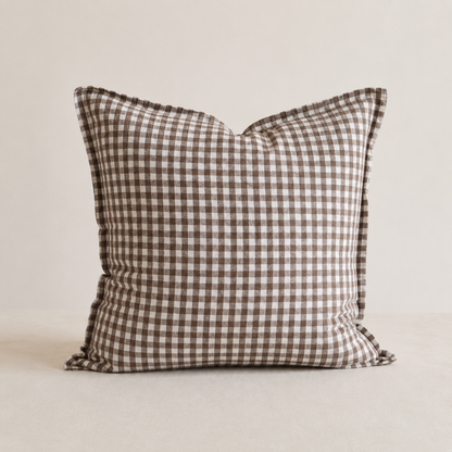 French Cushion Cover Brown Gingham