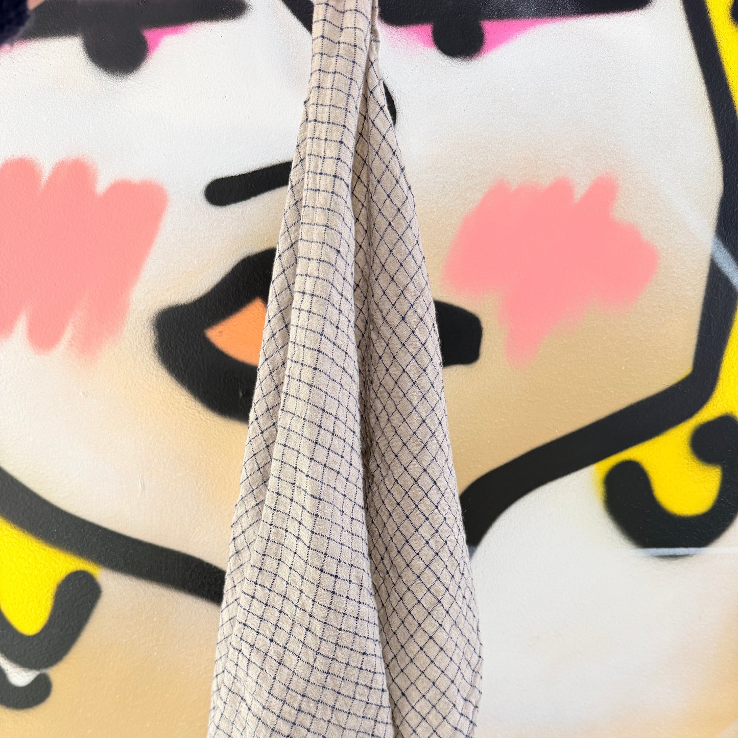 Tea Towel Flax Blue Checks