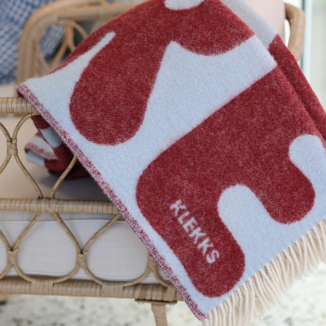 Couverture en laine Klekks n° 11 AMORE Bordeaux