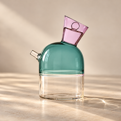 Bidon d'Huile Bleu Pétrole & Rose