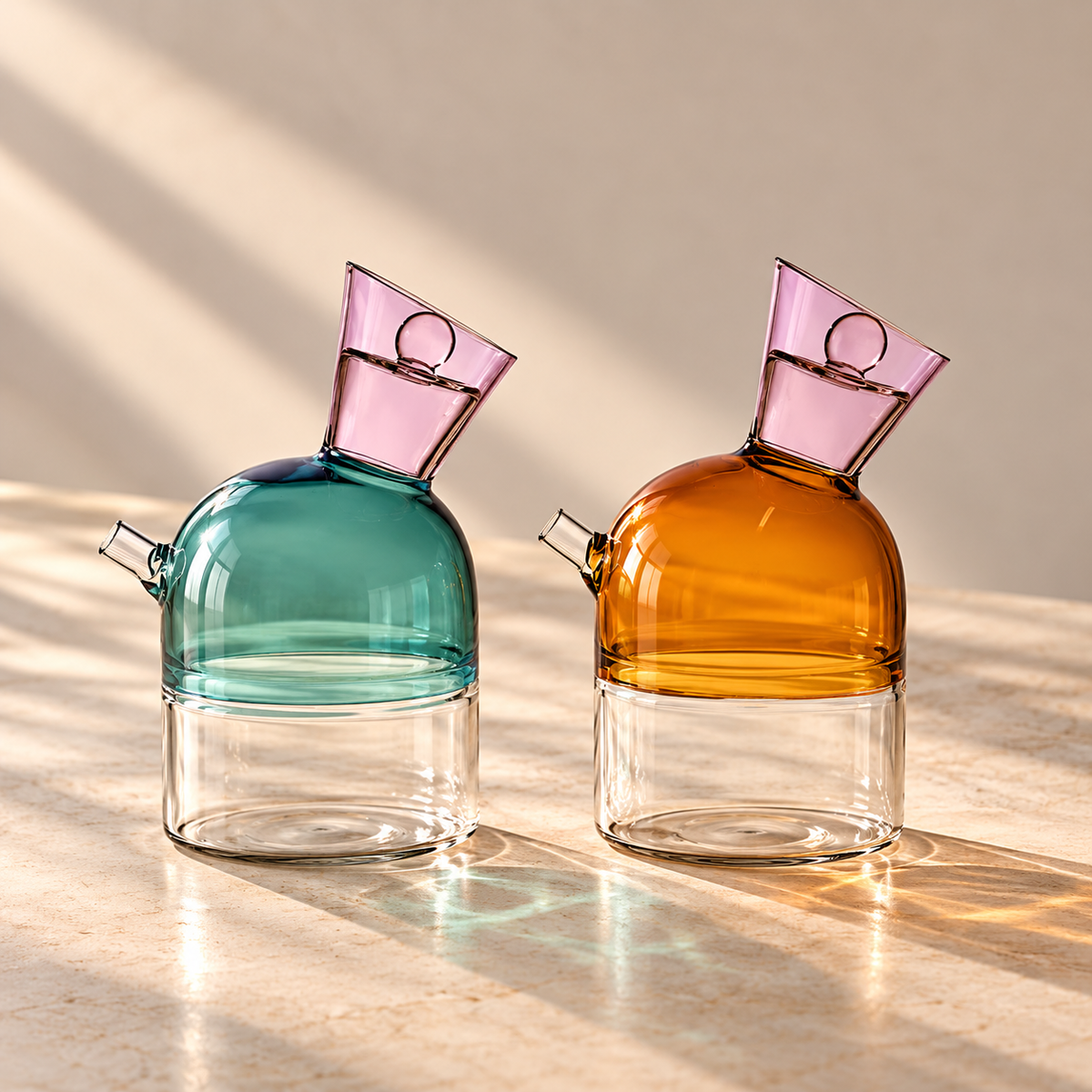 Oil Bottle Amber & Pink