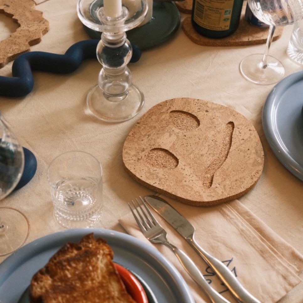 Oscar Cedon Smiley Confused Cork Trivet