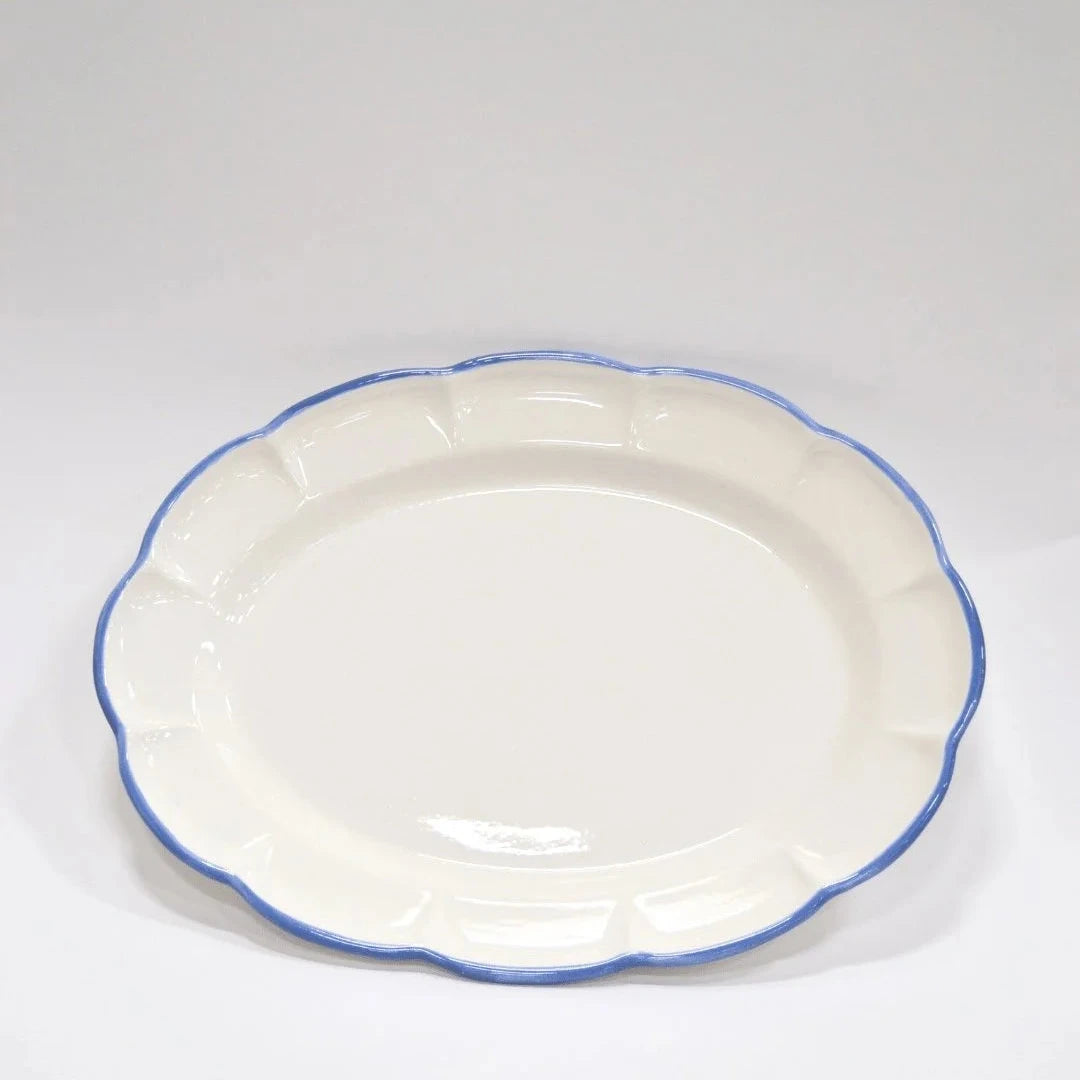 Oval Tray Light Blue Line