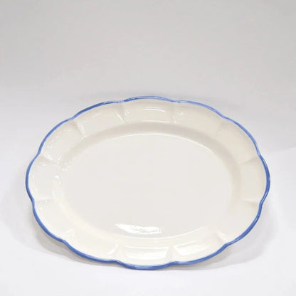 Oval Tray Light Blue Line