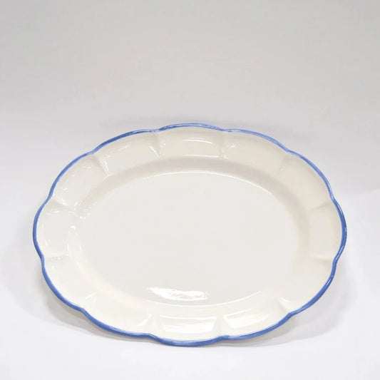 Oval Tray Light Blue Line