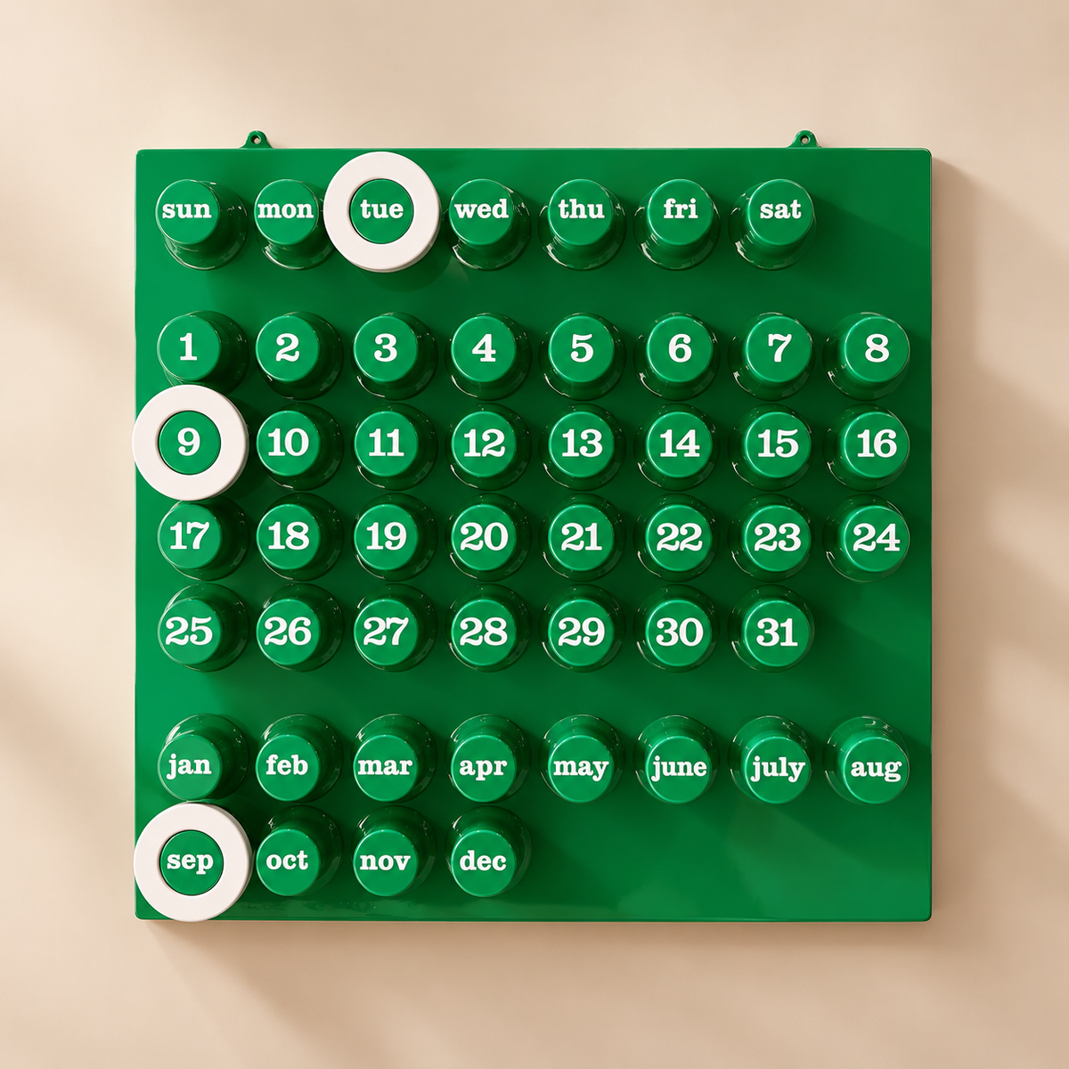 Ring a Date Calendar Green