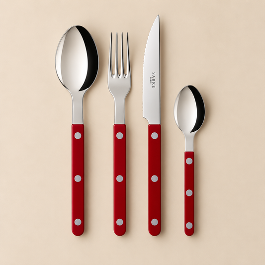 Set di posate Sabre Paris da 24 pezzi, colore bordeaux.