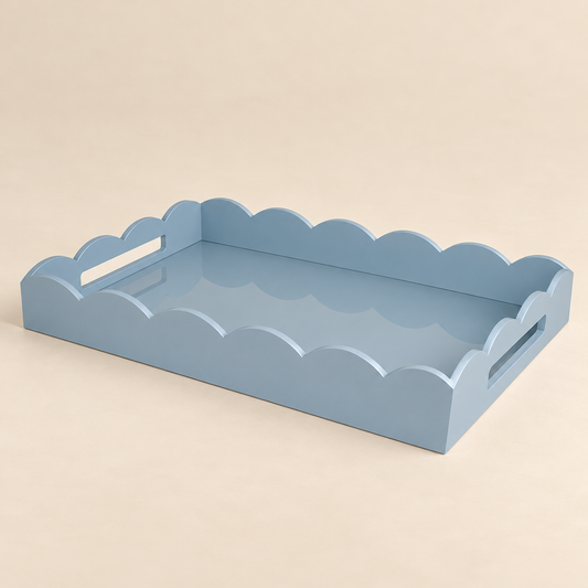 Scalloped Large Tray Pale Denim